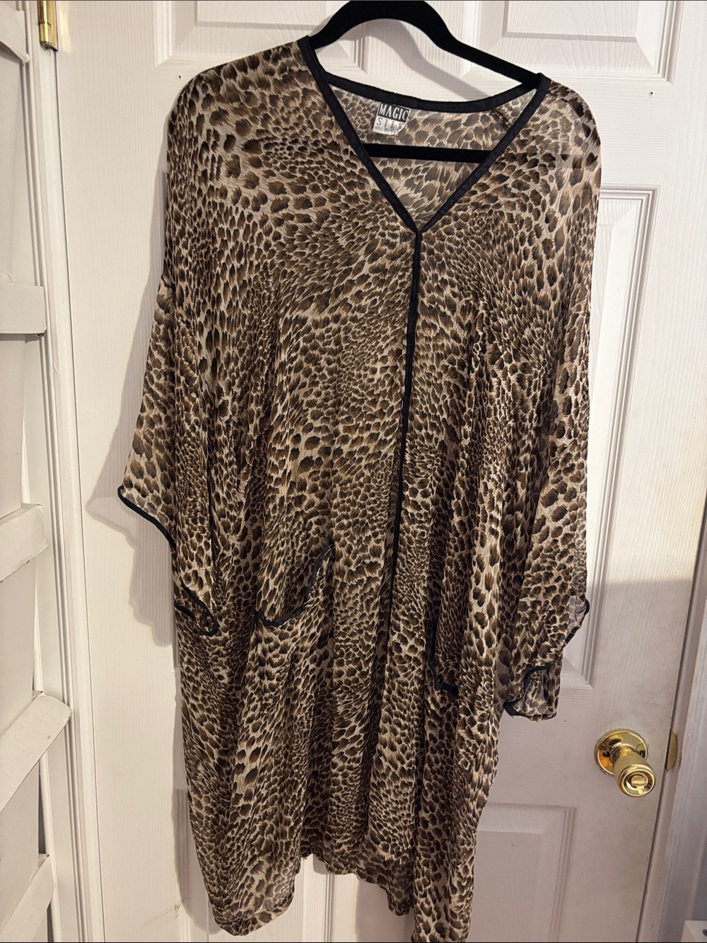 Magic Brown Animal-Print Midi Dress with Black Trim